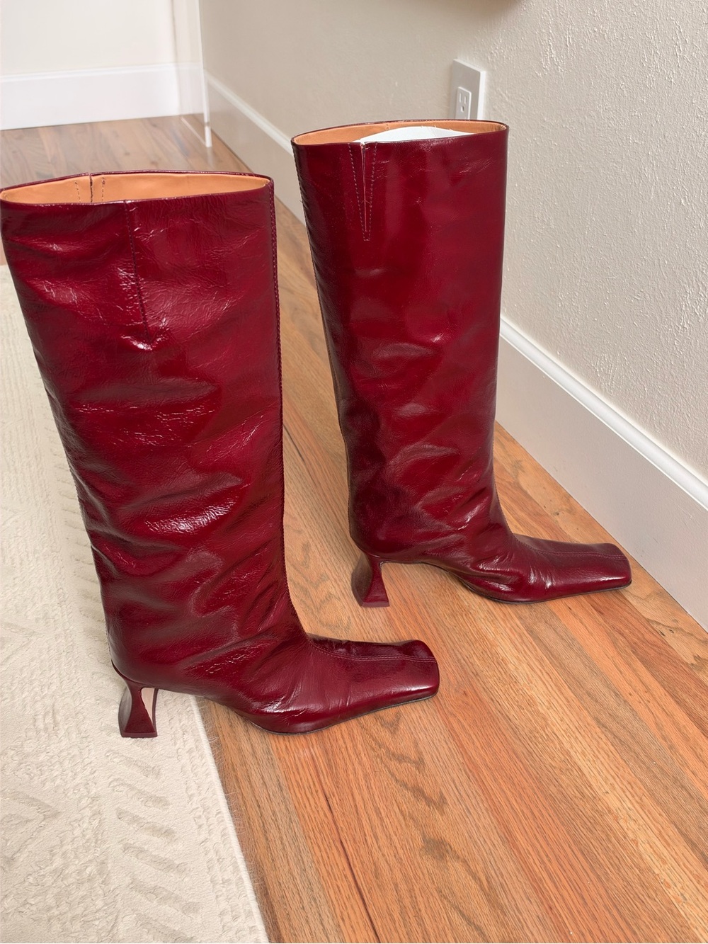 Miista Bluma Leather Boots in Burgundy Crinkle - Picture 9 of 12
